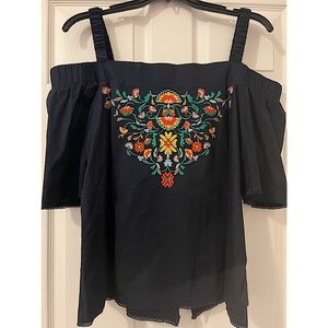 Off the shoulder top in navy blue